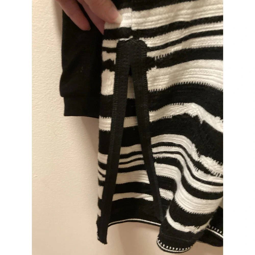 Beate Heymann Street Couture Sweater‎ Black Ivory Sz 10 Tunic Striped Oversized
